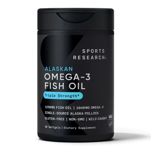 Риб'ячий жир з омега-3 потрійна сила Sports Research (Omega-3 Fish Oil Alaska Pollock) 1250 мг 30 капсул