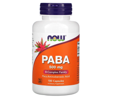 ПАБК, пара-амінобензойна кислота NOW Foods (PABA) 500 мг 100 капсул