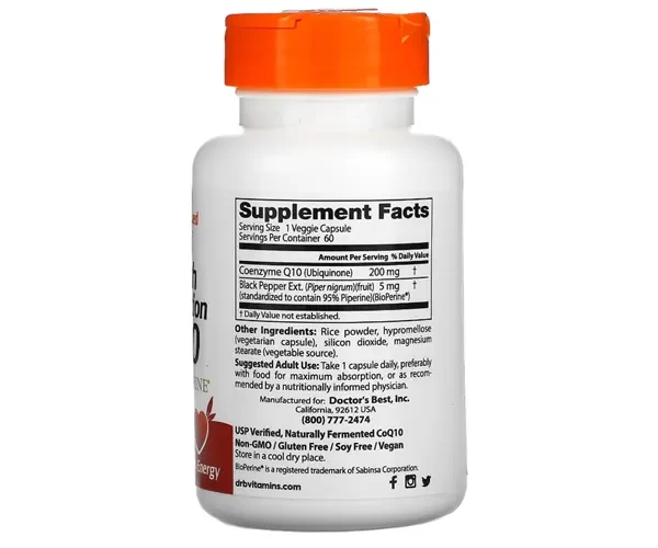 Коэнзим Q-10 с биоперином Doctor's Best (CoQ10 with Bioperine) 200 мг 