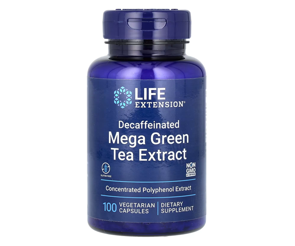 Зеленый чай экстракт без кофеина Life Extension (Mega Green Tea) 725 мг 100 капсул