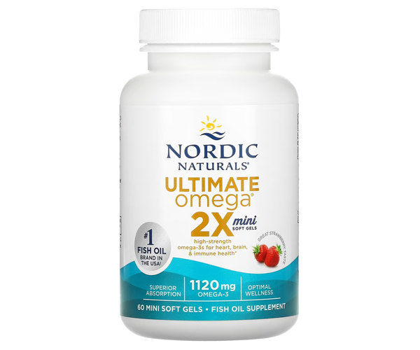 Рыбий жир мини со вкусом клубники Nordic Naturals (Ultimate Omega 2X) 1120 мг 60 капсул