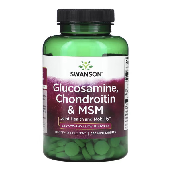 Глюкозамін, хондроїтин та ЧСЧ Swanson (Glucosamine, Chondroitin & Msm Mini Tabs) 360 міні таблеток