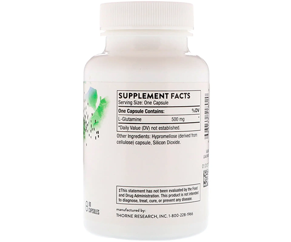L- глютамин Thorne Research (L-Glutamine) 500 мг 90 капсул