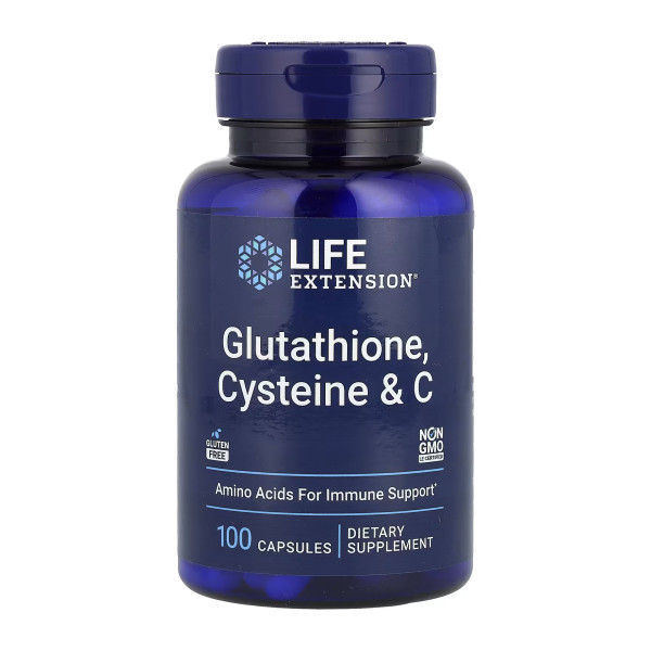 Глутатіон, Цистеїн та Вітамін С Life Extension (Glutathione, Cysteine, Vitamin C) 100 капсул
