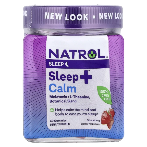 Підтримка сну Natrol (Sleep + Calm) 60 жувальних цукерок зі смаком полуниці