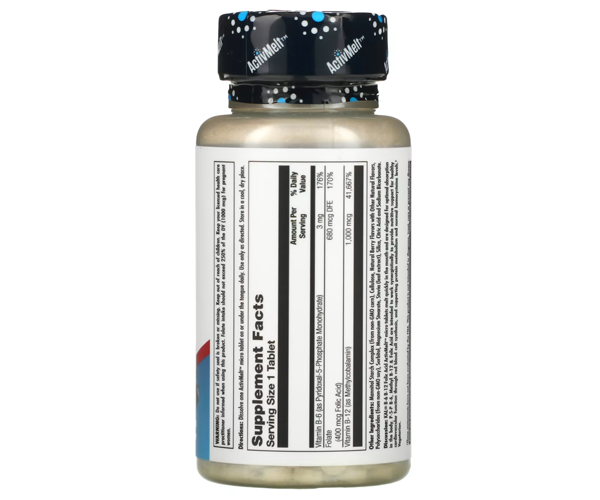 Витамины B-6 B-12 фолиевая кислота KAL (B-6 B-12 Folic Acid) 3 мг/400 мкг/1000 мкг 60 таблеток со вкусом ягод