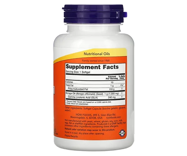 Масло огуречника NOW Foods (Borage Oil) 1000 мг 