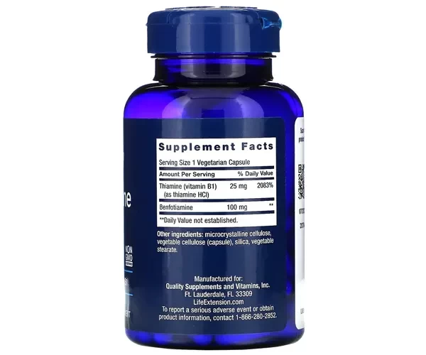 Бенфотиамин с тиамином Life Extension (Benfotiamine with Theamine) 120 капсул