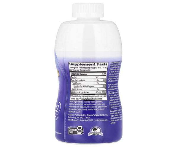 Жидкое железо Nature's Way (Liquid Iron) 18 мг 480 мл c ягодным вкусом