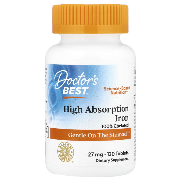 Хелатное железо Doctor's Best (High absorption iron) 27 мг 120 таблеток