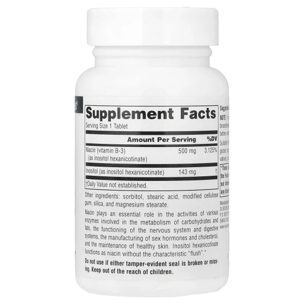 Ніацин Вітамін B3 Source Naturals  (Niacin Vitamin B3) 500 мг 60 таблеток