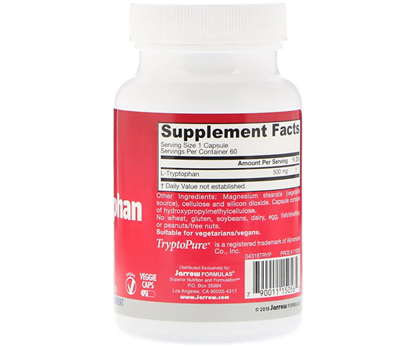 Л-Триптофан Jarrow Formulas (L-Tryptophan) 500 мг 60 капсул
