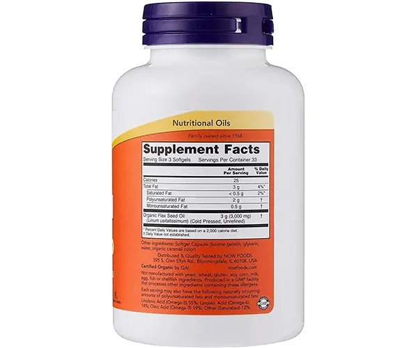 Льняное масло NOW Foods (Flaxseed Oil) 1000 мг 100 капсул