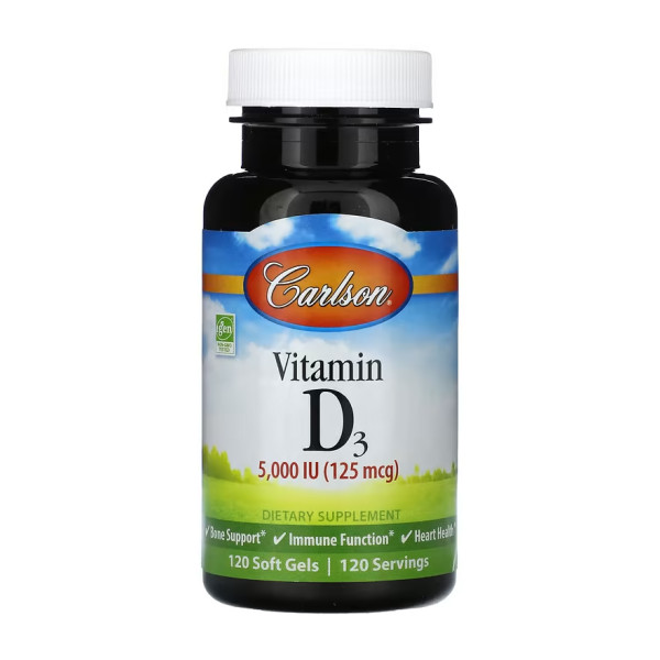 Вітамін D3 Carlson Labs (Vitamin D3) 5000 МО 120 капсул