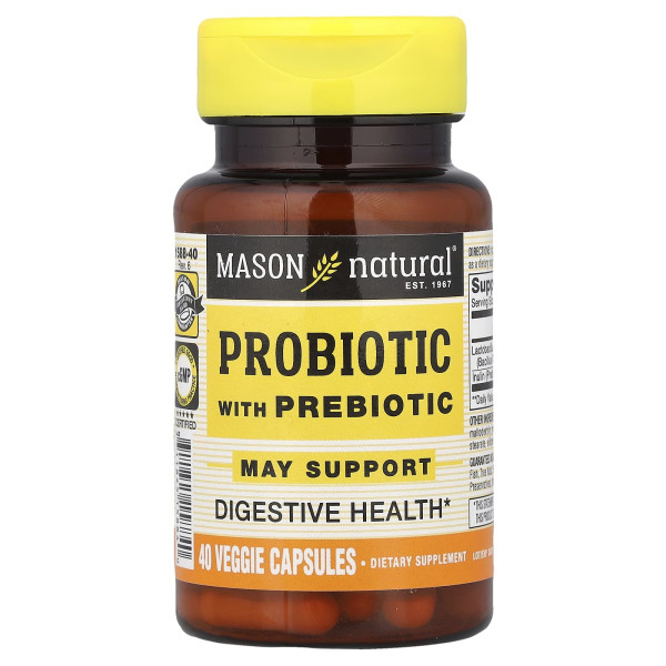 Пробіотик з пребіотиком Mason Natural  (Probiotic with Prebiotic) 40 капсул