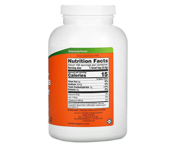 Спіруліна органічна NOW Foods (Spirulina Powder) 