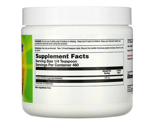 L-лізин  Nature's Life (L-Lysine Powder) 435 мг 200 г