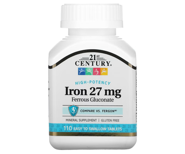Железа глюконат 21st Century (High-Potency Iron) 27 мг 110 таблеток