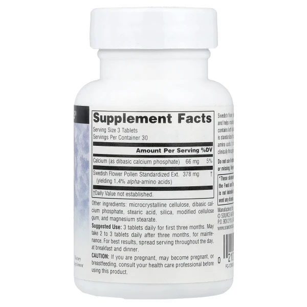 Поддержка функции простаты Source Naturals (Swedish Flower Pollen) 90 таблеток