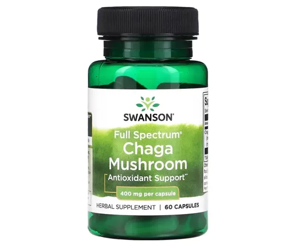 Гриб Чага полного спектра Swanson (Chaga Mushroom) 400 мг 60 капсул