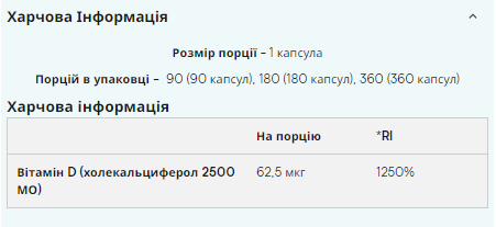 Витамин Д3 Myprotein (Vitamin D3) 180 капсул