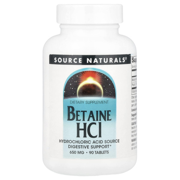 Бетаин HCI Source Naturals (Betaine HCI) 650 мг 