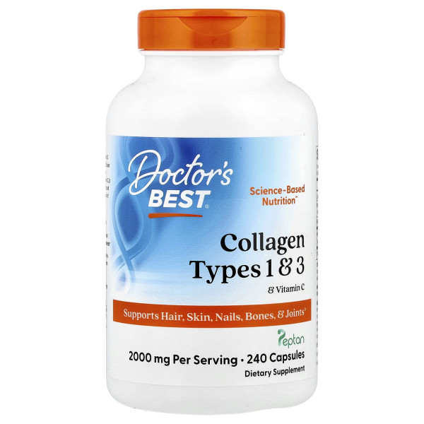 Колаген 1 та 3 типу Doctor's Best  (Collagen types 1 and 3) 500 мг 240 капсул