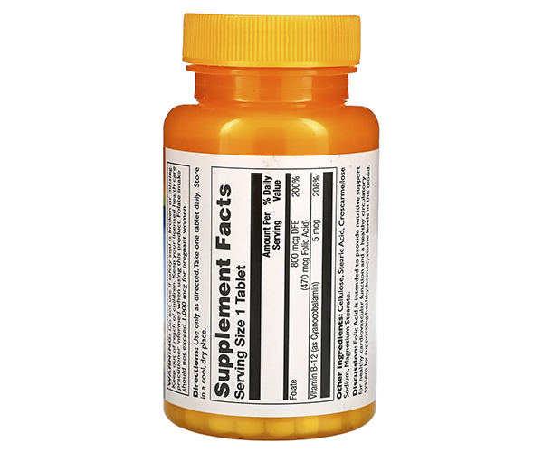 Фолієва кислота та Вітамін B12 Thompson (Folic acid with vitamin B12) 800 мкг/5 мкг 30 жувальних таблеток