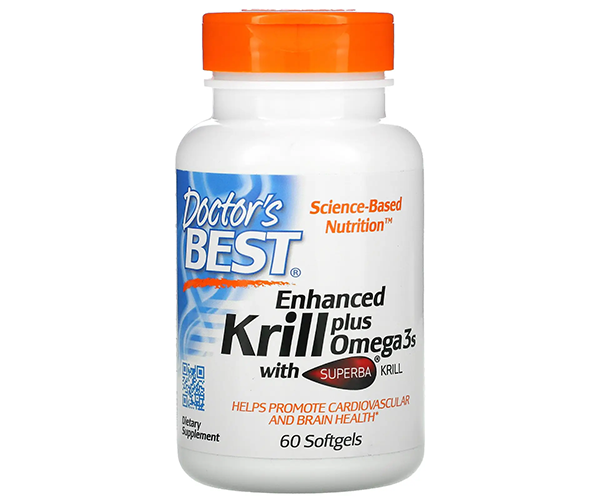 Омега 3 крилевое масло Doctor's Best (Enhanced Krill Plus Omega3s) 400 мг 60 капсул