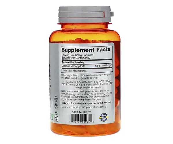 Креатин NOW Foods  (Creatine Monohydrate Sports) 750 мг 120 капсул