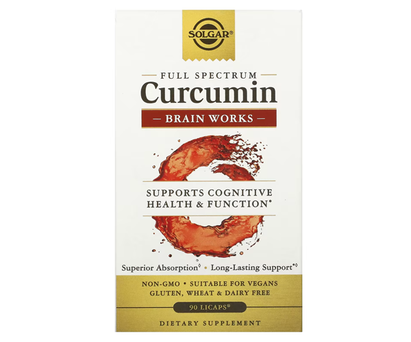 Куркумин для поддержки когнитивного здоровья Solgar (Curcumin Brain Works) 90 капсул