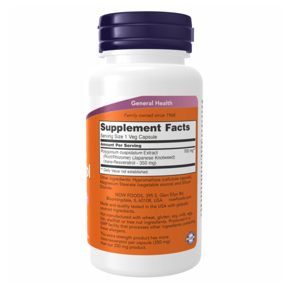 Ресвератрол підвищеної сили дії NOW Foods (Resveratrol Extra strenght) 60 капсул