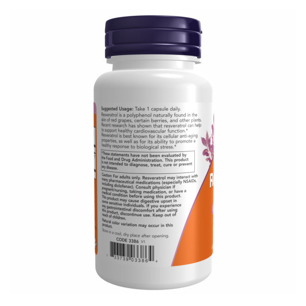 Ресвератрол підвищеної сили дії NOW Foods (Resveratrol Extra strenght) 60 капсул