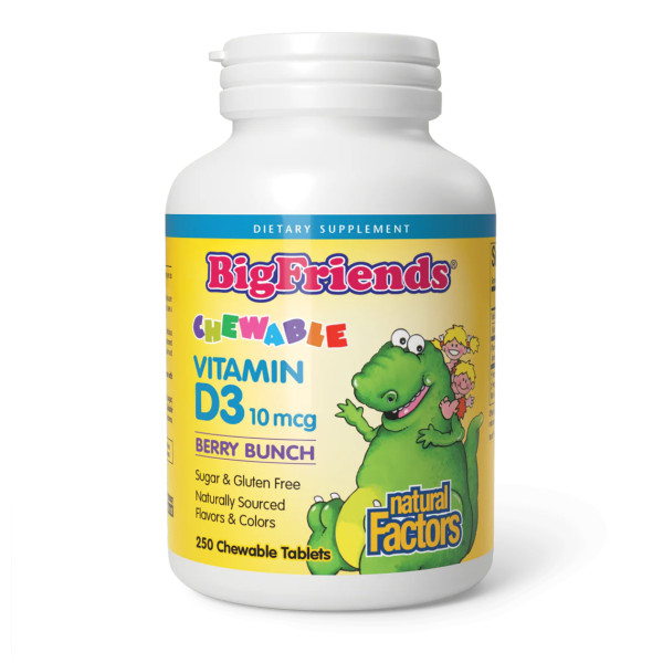 Витамин Д3 для детей Natural Factors (Big Friends Vitamin D3) 400 МЕ 250 жевательных таблеток с ягодным вкусом
