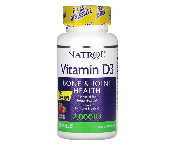 Вітамін D3 Natrol  (Vitamin D3) 2000 МО 90 таблеток зі смаком полуниці
