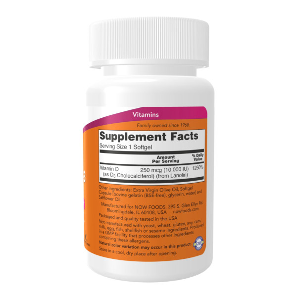 Вітамін Д3 Now Foods (Vitamin D-3) 10,000 МО 30 капсул