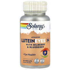 Лютеин с экстрактами черники и голубики Solaray, Advanced Lutein Eyes™ 24 30 капсул