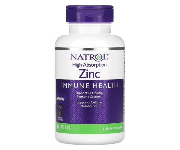 Цинк Natrol (High absorption zinc) 60 жевательных таблеток со вкусом ананаса