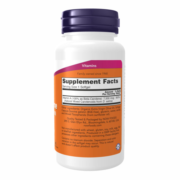 Бета каротин натуральний Now Foods  (Natural Beta Carotene) 25000 МО 90 капсул