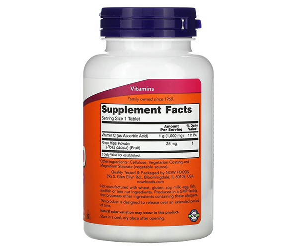 Витамин C с шиповником NOW Foods (Vitamin C with rose hips) 1000 мг 