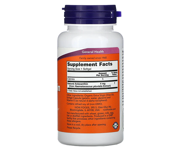 Астаксантин NOW Foods (Astaxanthin) 4 мг 90 капсул