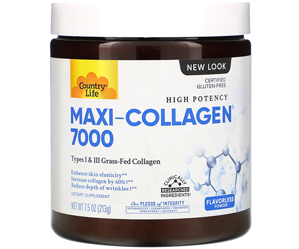 Коллаген макси с витамином А и С плюс биотин Country Life (Maxi-Collagen C and A plus Biotin) 213 г