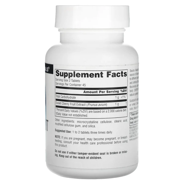 Екстракт дикої вишні Source Naturals (Cherry fruit extract) 500 мг 90 таблеток