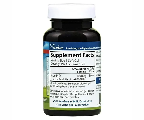 Витамин Д Carlson Labs (Vitamin D) 4000 МЕ 120 капсул
