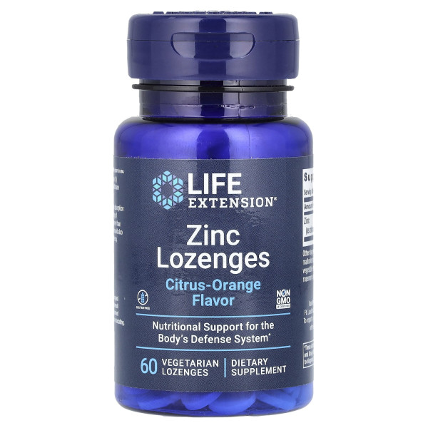 Цинк Life Extension  (Zinc Lozenges) 18.75 мг 60 льодяників зі смаком апельсину