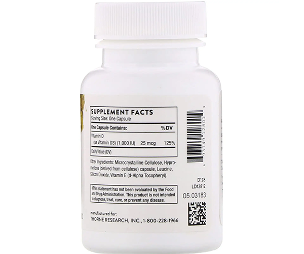 Вітамін D3 Thorne Research (Vitamin D3) 1000 МО 90 капсул