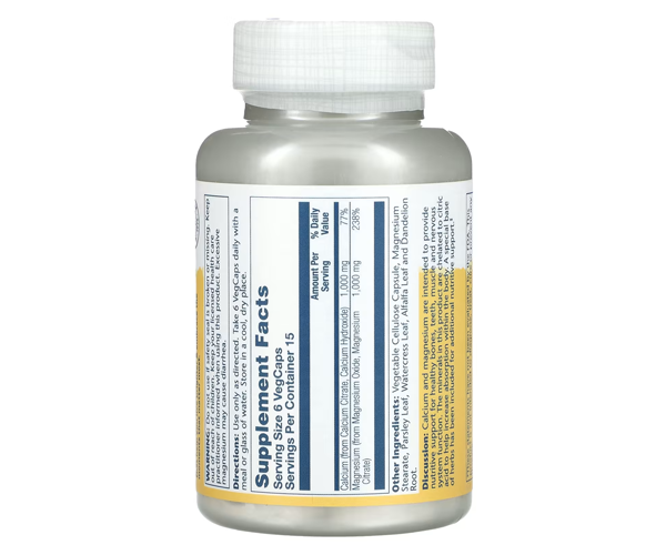 Кальций и магний Цитрат Solaray (Calcium Magnesium Citrate) 1000 мг/1000 мг