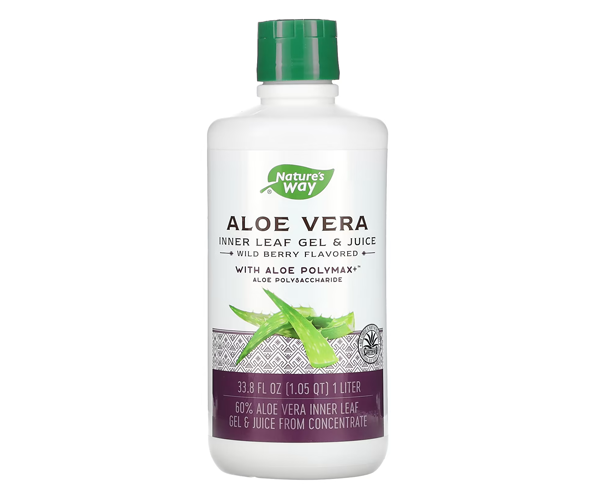 Алое вера гель і сік з алое полімаксом Nature's Way (Aloe Vera inner leaf gel juice with aloe polymax) 1 л зі смаком диких ягід