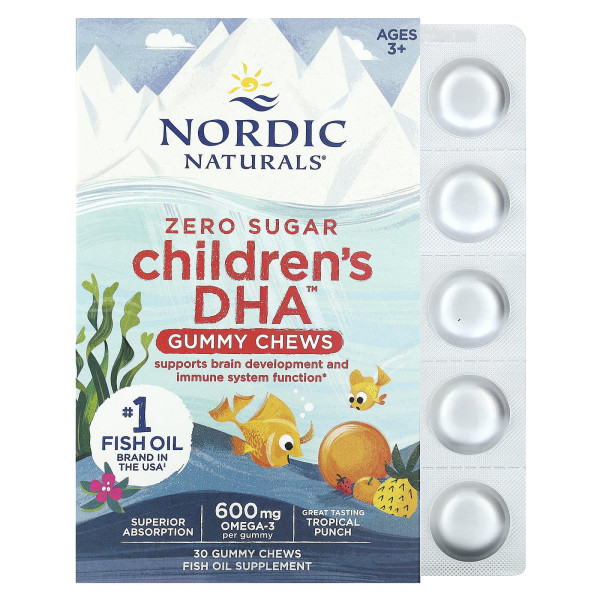 Риб'ячий жир для дітей Nordic Naturals  (Children's DHA Gummies) 600 мг 30 жувальних цукерок зі смаком тропічних фруктів