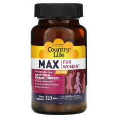 Мультивітаміни та мінерали із залізом для жінок Country Life (Multivitamin and Mineral Complex with Iron) 120 таблеток